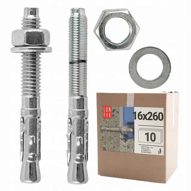 Třmenová kotva M16 260 mm, pozinkovaná, dibel pro betonu, 10ks