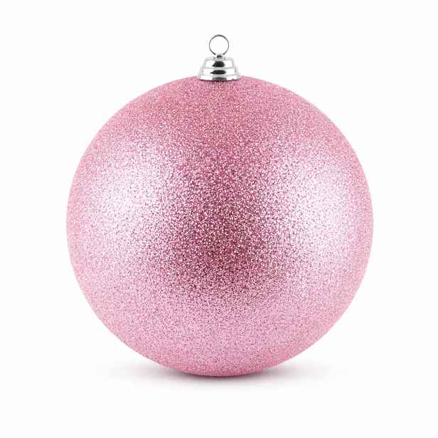 Velká vánoční ozdoba růžová glitter 30 cm plastová koule