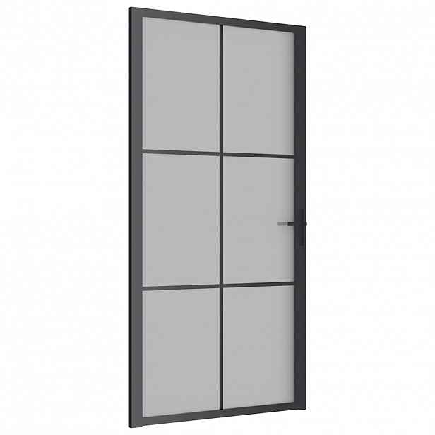 vidaXL Interiérové dveře 102,5 x 201,5cm černé matné sklo a hliník