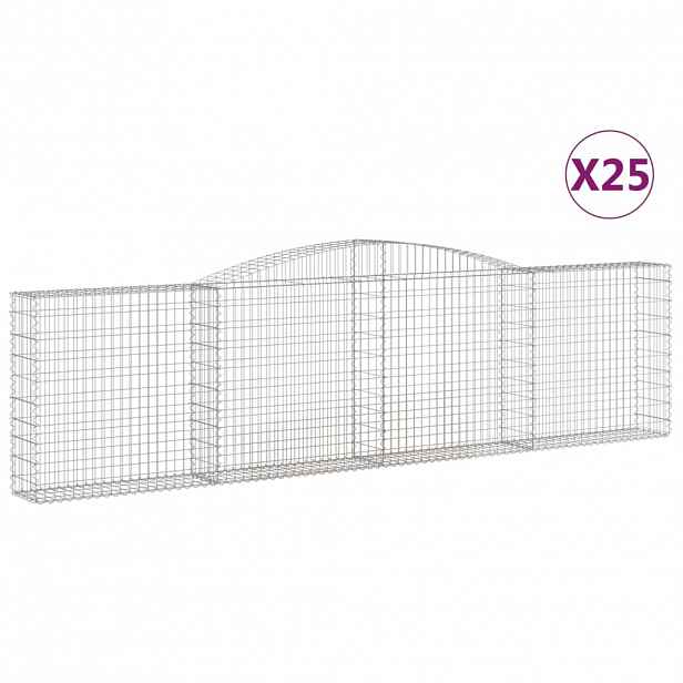 vidaXL Klenuté gabionové koše 25ks 400x30x100/120cm pozinkované železo