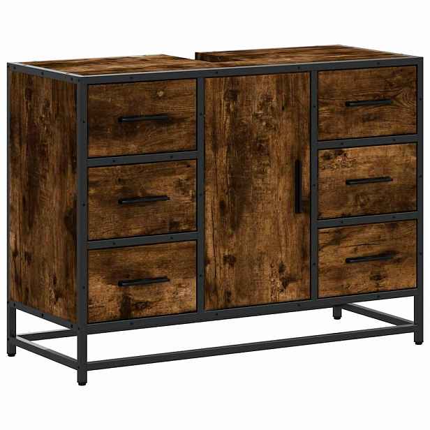 vidaXL Koupelnová skříňka pod umyvadlo kouřový dub 80x33x60cm kompozit