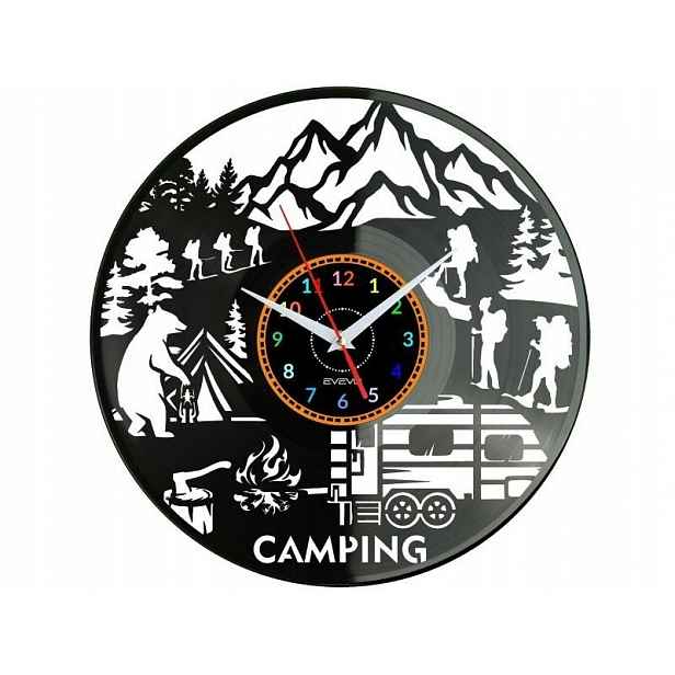 Camping Nástěnné hodiny Vinylová deska Moderní dekorativní jako Dárek k kráse