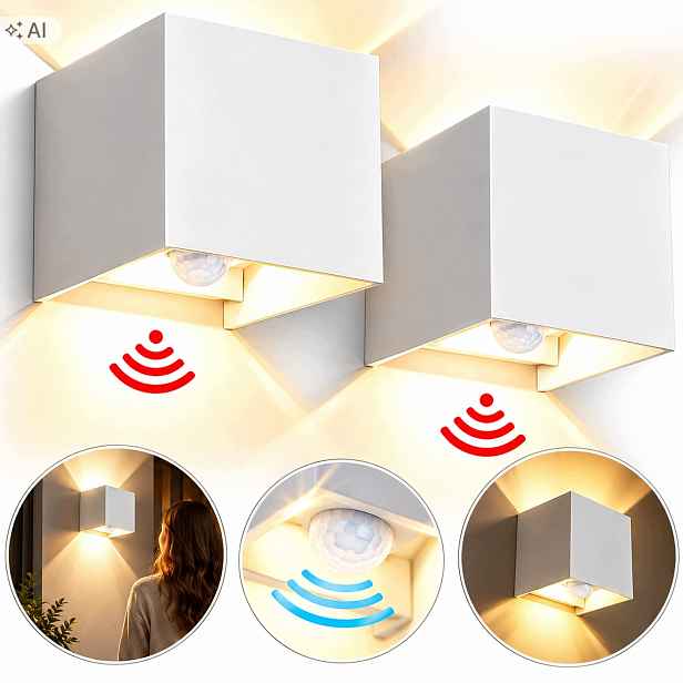 Venkovní nástěnné Led svítidlo 12W 4000K Snímač pohybu IP65 Bílé 2 ks