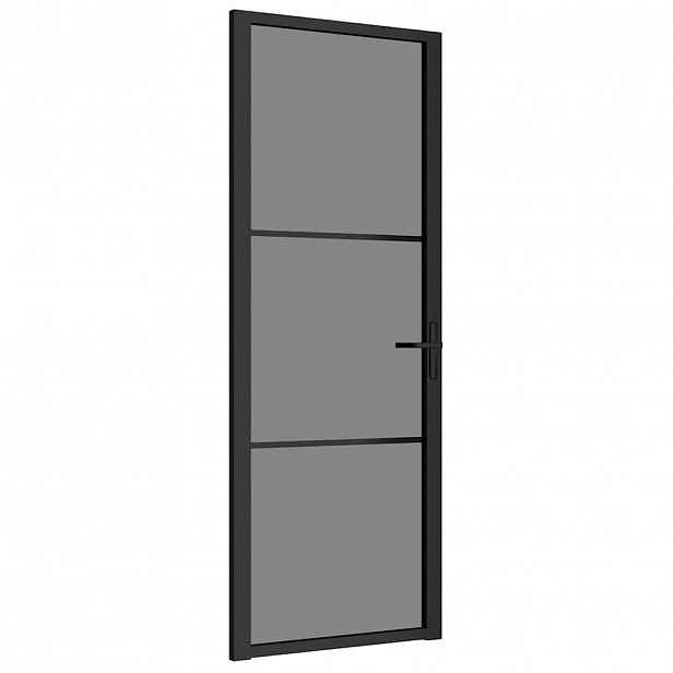 vidaXL Interiérové dveře 76 x 201,5 cm černé ESG sklo a hliník