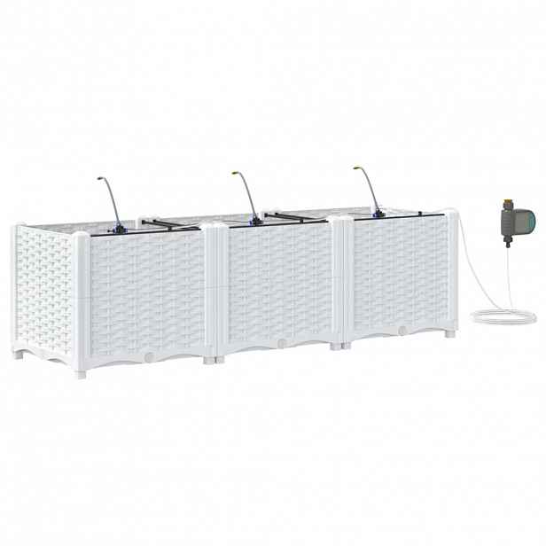 vidaXL Zahradní pěstebník 3 ks Bílá 120 x 40 x 37,5 cm PP