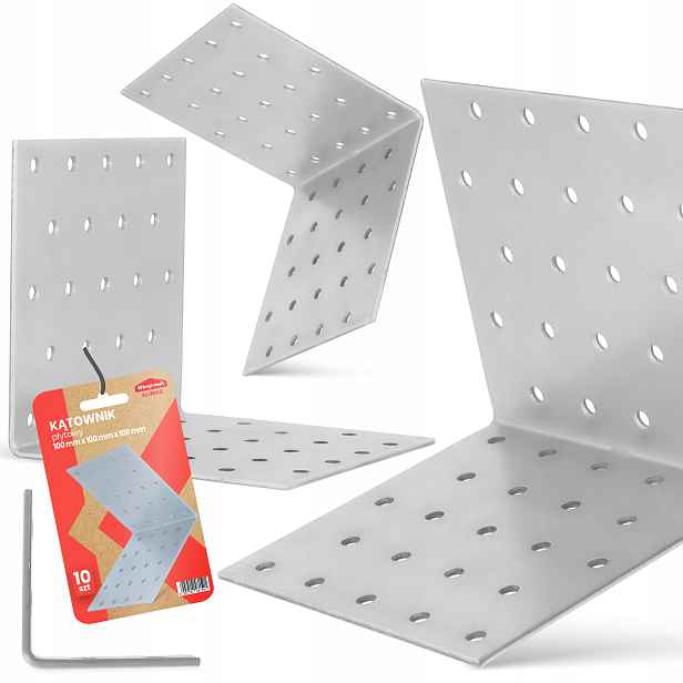 10x Tesařský Úhelník Ocelový Deskový 100x100x100 Úhlový Spojovač Dřevo 1K