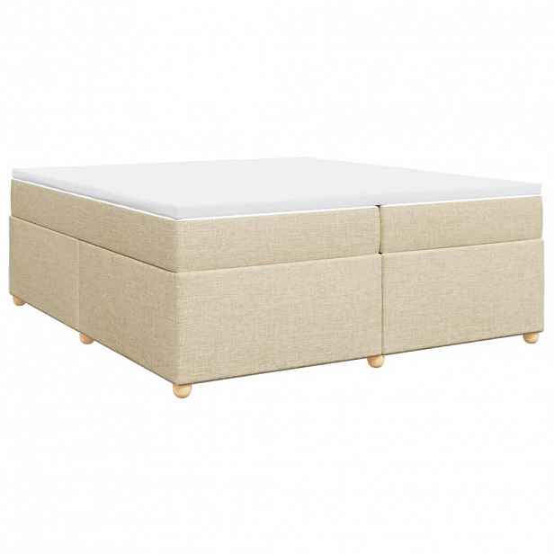 vidaXL Box spring postel s matrací krémová 200x200 cm textil