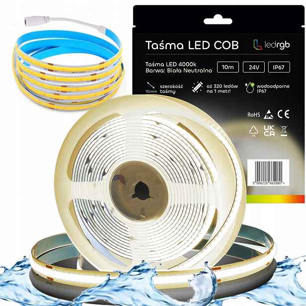 Led pásek Neon Cob 24V 10 m 320 diod 4000K Bílý Neutrální Voděodolný IP67