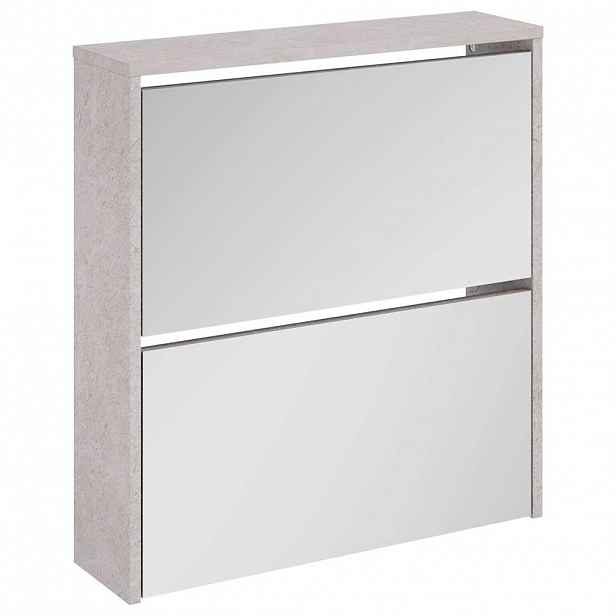 vidaXL Botník se zrcadlem 2patrový betonově šedá 63 x 17 x 67 cm