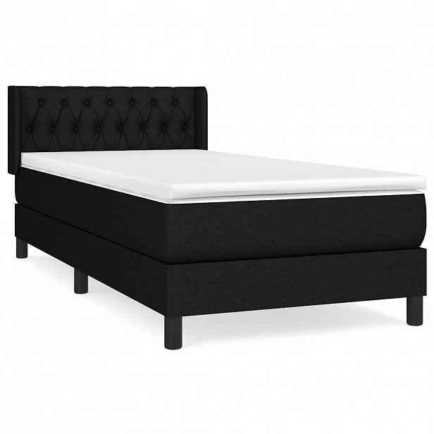 vidaXL Box spring postel s matrací černá 90x200 cm textil