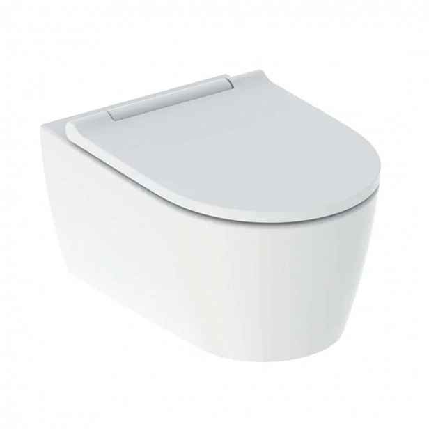 Geberit ONE - Závěsné WC se sedátkem SoftClose, TurboFlush, matná bílá/lesklý chrom 500.202.JT.1