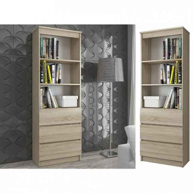 Regál R 60cm CLP 3 zásuvky 2 poličky dub sonoma