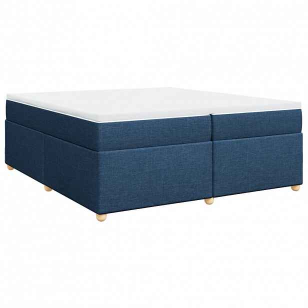 vidaXL Box spring postel s matrací modrá 200x200 cm textil