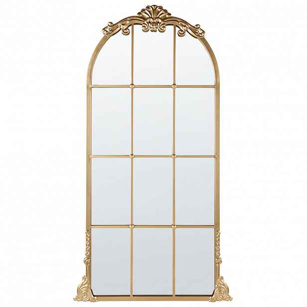Beliani NÁSTĚNNÉ ZRCADLO zlaté Kov Fenster 66/124 cm Noidan