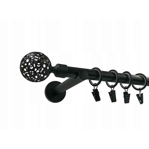 Garnýž Kovový 19mm Černý Mat Moderní 140 Cm MIX Koncovek dle výběru