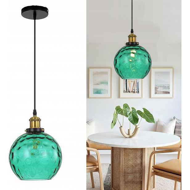 Industriální lampa Zelená skleněná loftová koule do obývacího pokoje Ložnice Jídelna
