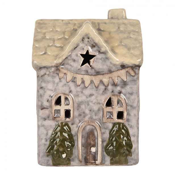 Šedý keramický LED domek Lamont - 6*6*10 cm Clayre & Eef
