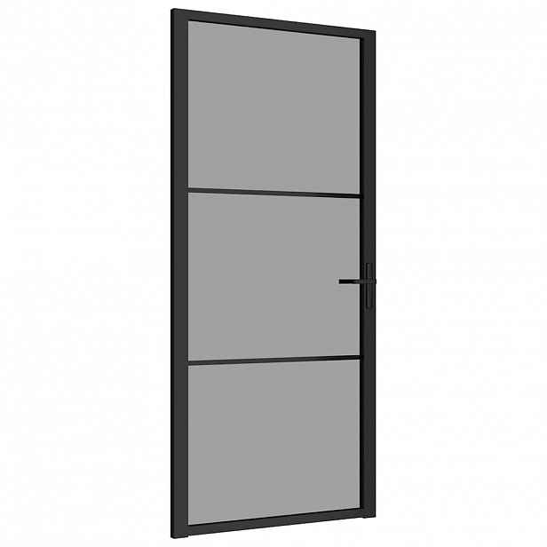 vidaXL Interiérové dveře 93 x 201,5 cm černé ESG sklo a hliník