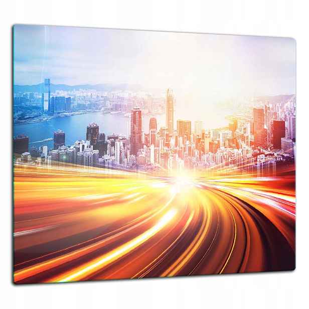 Skleněná Ochranná Deska Panel Lepidlo 65x60 Město