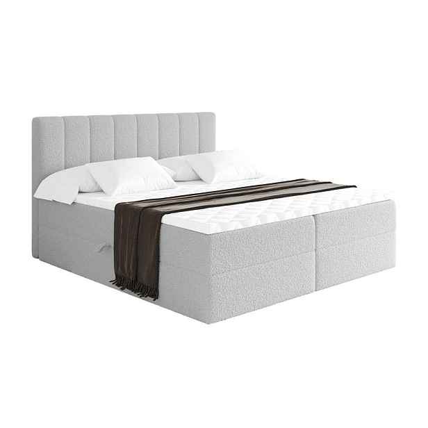 ALTDECOR KONTINENTÁLNÍ POSTEL s matrací H4 - OTTA - 200x200 cm Světle šedá
