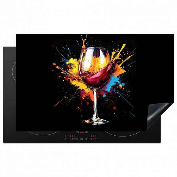 MuchoWow KRYT NA INDUKČNÍ DESKU Víno - sklo - graffiti - nápoj - červená - barva 83x51 cm