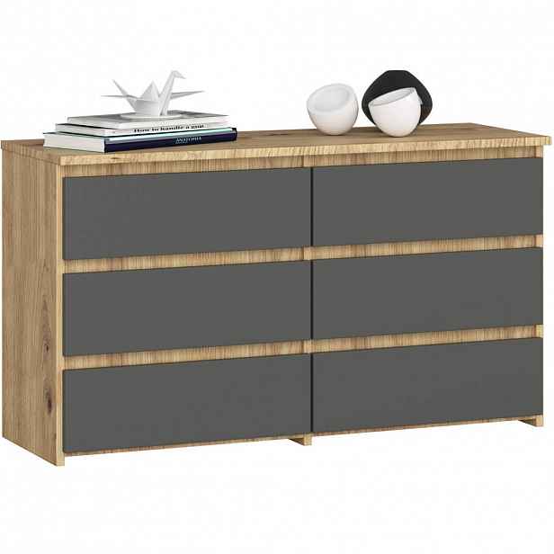 RAUMHIRSCH FURNITURE KOMODA dub Artisan, grafitově šedá 57/100/35
