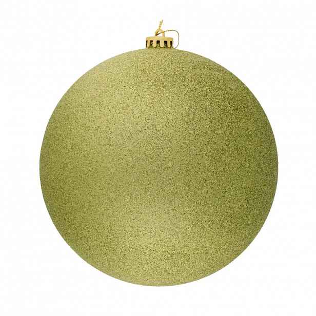 Velká vánoční ozdoba 20 cm plastová koule jablkově zelená glitter