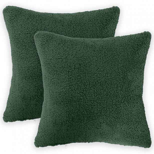 vidaXL Povlak na polštář 2 pcs HEERLEN Tmavě zelená 30 x 30 cm Bouclé