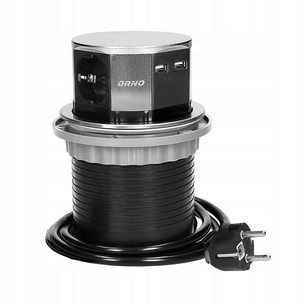 Zásuvka zapuštěná do pracovní desky 3x250V, Usb 1,5 m schuko