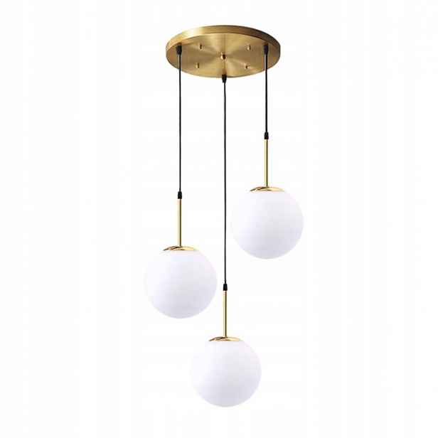 Závěsná Stropní Lampa Skleněné Koule Zlatá Bílá