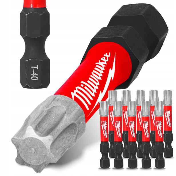 10x Nárazový bit Milwaukee TX40 50 mm Magnetická Koncovka Šroubováku Torx V8