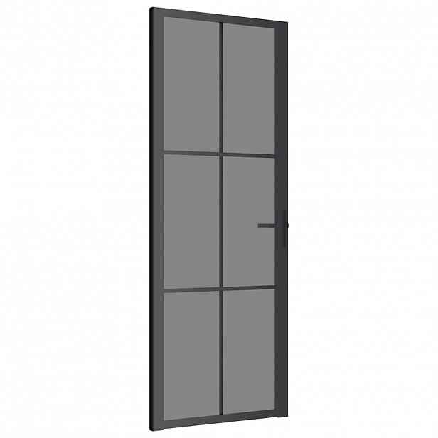 vidaXL Interiérové dveře 76 x 201,5 cm černé ESG sklo a hliník