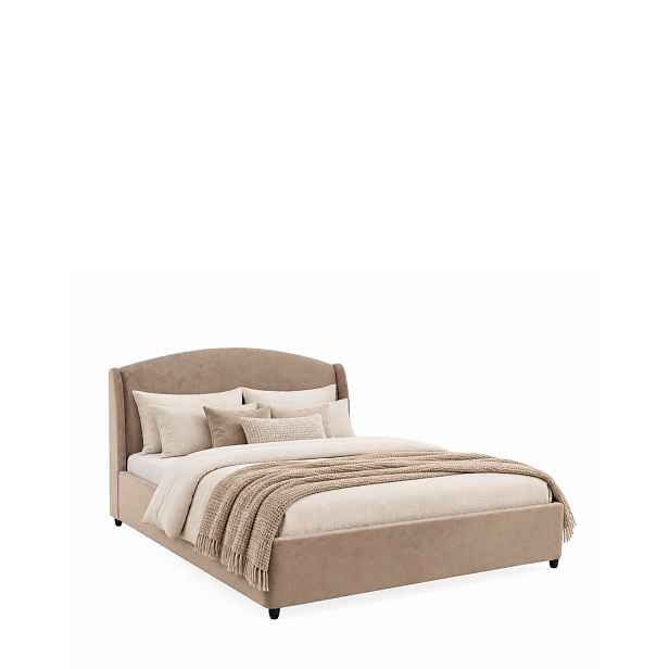 Elegantní čalouněná manželská postel Venazio s úložným prostorem 160x200, taupe
