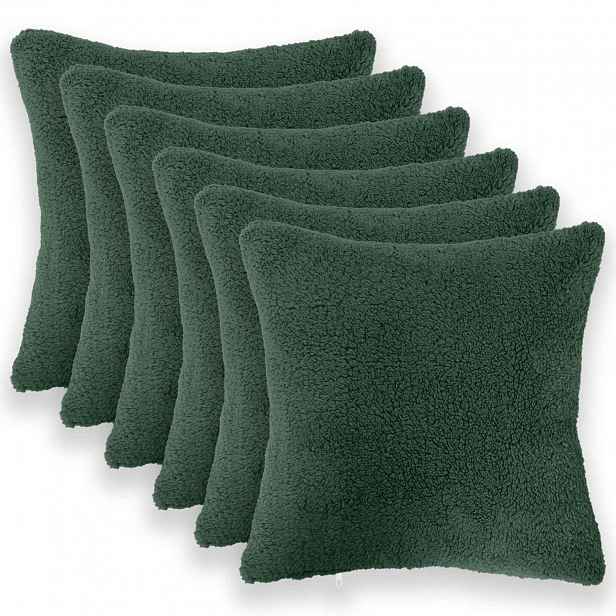 vidaXL Povlak na polštář 6 pcs HEERLEN Tmavě zelená 30 x 30 cm Bouclé