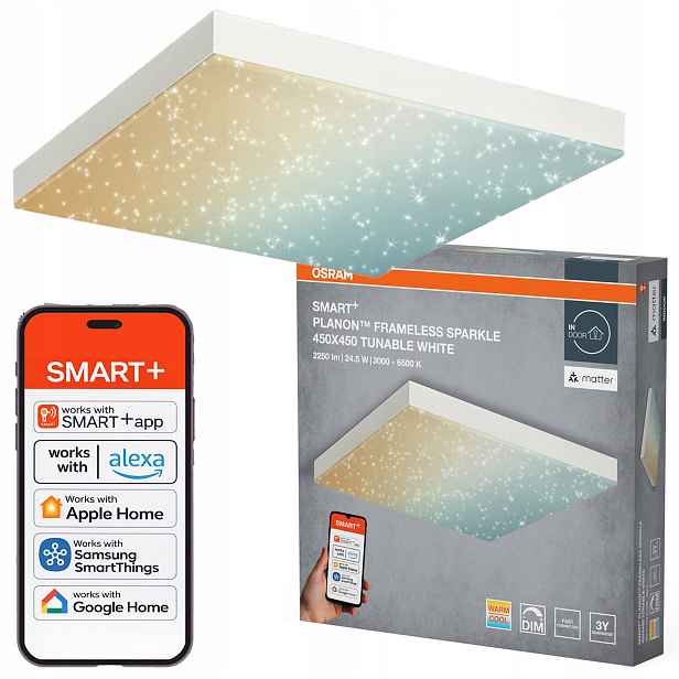 Led panel 24.5W 1300lm Cct 45x45 cm Smart WiFi Matter Planon Osram