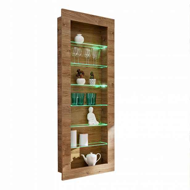Komodee, Závěsná vitrína Como, Medový dub, Led, Do obývacího pokoje, Ložnice