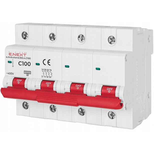 Nadproudový spínač Stand C100 4p 100A10kA Bez vstupu na vidlicovou lištu