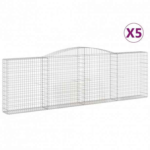 vidaXL Klenuté gabionové koše 5 ks 400x30x120/140cm pozinkované železo