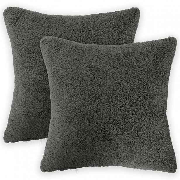 vidaXL Povlak na polštář 2 pcs HEERLEN Tmavě šedá 30 x 30 cm Bouclé