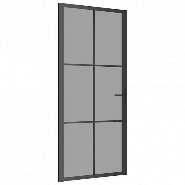 vidaXL Interiérové dveře 93 x 201,5 cm černé ESG sklo a hliník