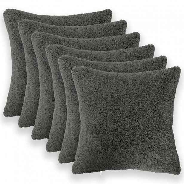 vidaXL Povlak na polštář 6 pcs HEERLEN Tmavě šedá 30 x 30 cm Bouclé