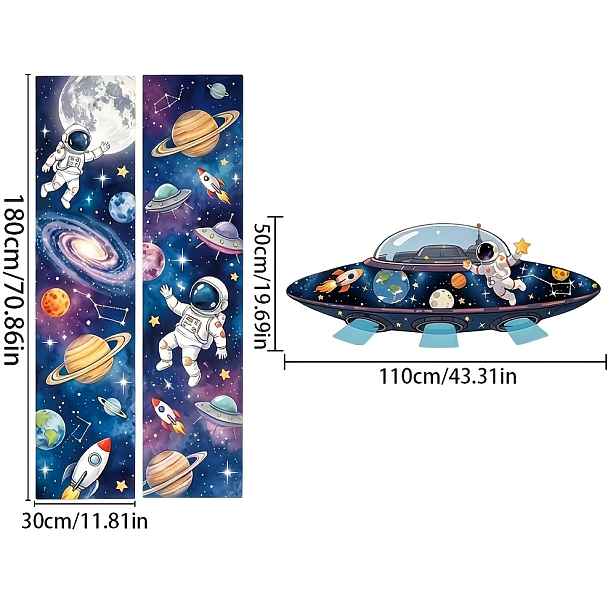 TEMU 2D ploché pozadí, 2D ploché pozadí - 2D ploché pozadí, 2D ploché pozadí - 3 ks, Kosmické astronautické dekorativní pozadí s hvězdnou oblohou,