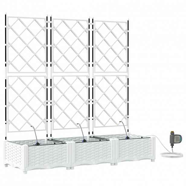 vidaXL Zahradní pěstebník 3 ks Bílá 120 x 40 x 126 cm PP