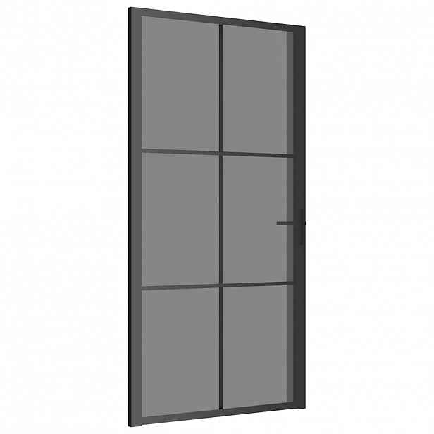 vidaXL Interiérové dveře 102,5 x 201,5 cm černé ESG sklo a hliník