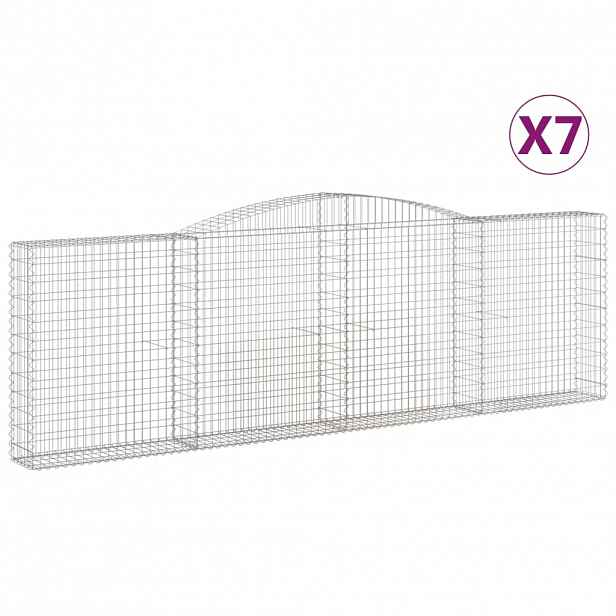 vidaXL Klenuté gabionové koše 7 ks 400x30x120/140cm pozinkované železo