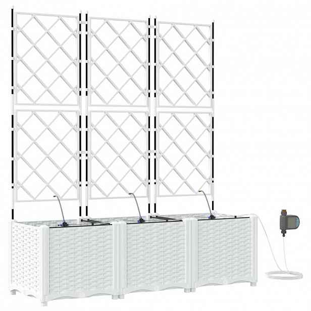 vidaXL Zahradní pěstebník 3 ks Bílá 120 x 40 x 142 cm PP