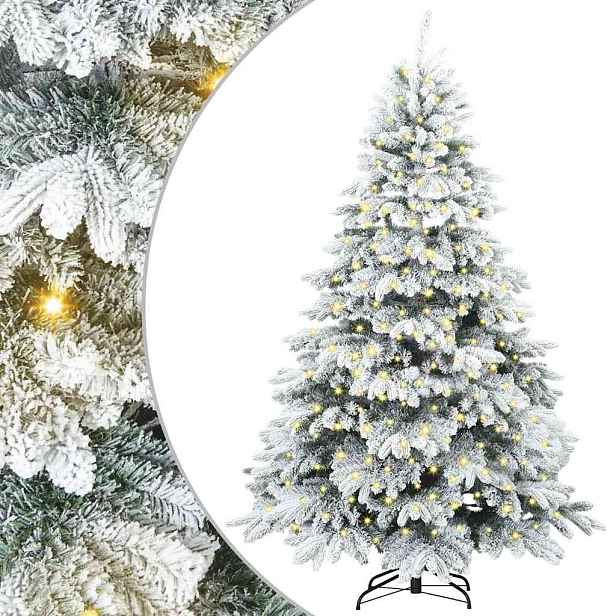 vidaXL Umělý vánoční stromeček s 300 LED diodami Bílá 240 cm PE a PVC
