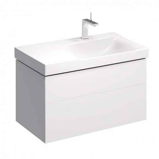 Geberit Xeno 2 - Skříňka pod umyvadlo 90 cm s odkládací plochou, zásuvka s LED svítidlem, lesklá bílá 500.516.01.1