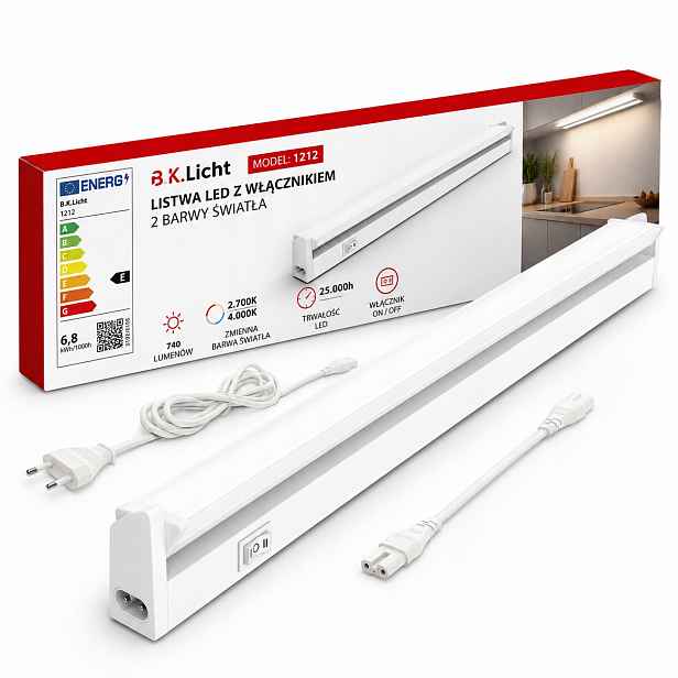Led podskříňová lampa 6,8W s proměnnými barvami, bílá, otočná, kuchyňská dílna