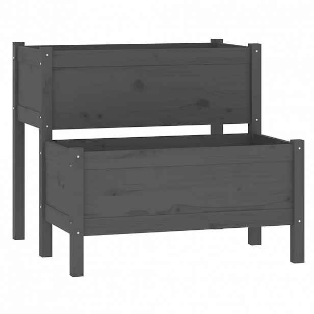 vidaXL Truhlík šedý 84,5 x 84 x 75 cm masivní borové dřevo